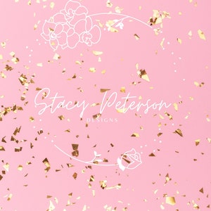 Pink and gold confetti digital backdrop