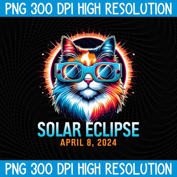 Cat Astronomy PNG, Total Solar Eclipse April 8 2024 PNG, Path Of Totality Cat Digital Download, Astrology Celestial Sublimation