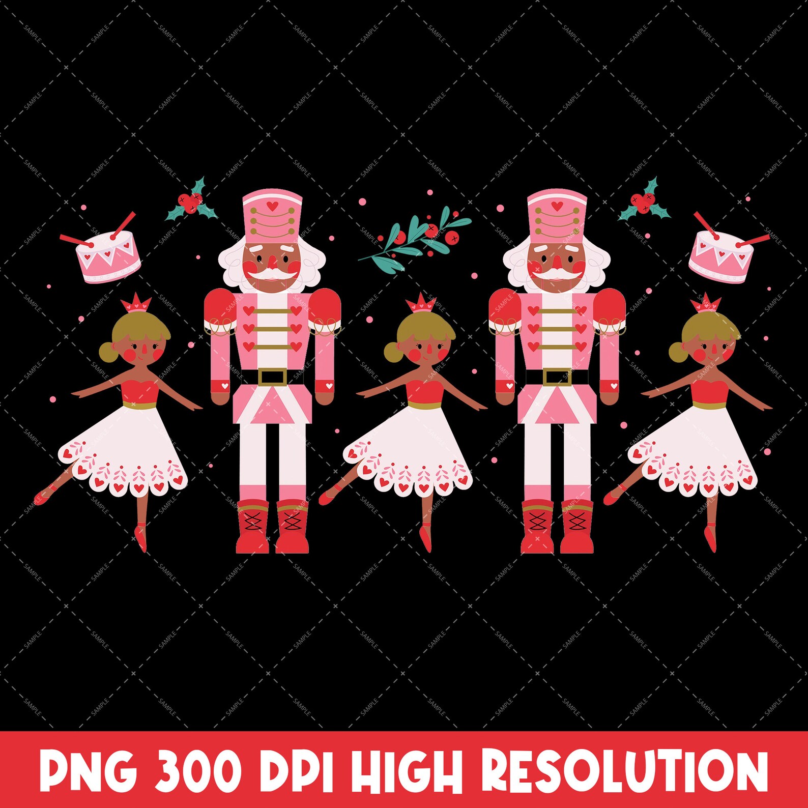 Pink and Green Nutcracker Png African American Ballet Dancer Etsy