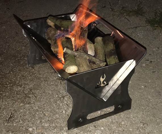 Collapsible And Portable Steel Wood Fire Pit Grill For Etsy