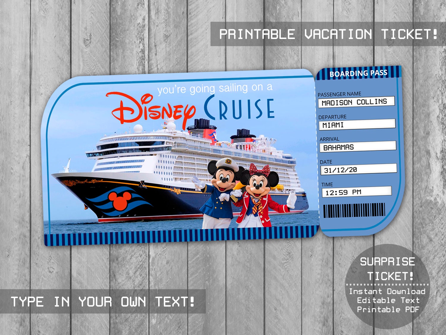 Disney Cruise Printable Ticket Printable World Holiday