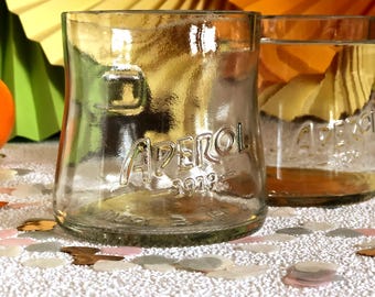 Vaso de vidrio para Aperol | Aperitivo Aperol | Botella de vidrio reciclado | Vaso de vidrio único | Regalo ideal | Decoración para patio