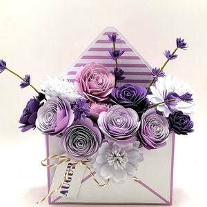 Biglietto di compleanno floreale personalizzato, cartolina floreale, busta con fiori 3D auguri festa della mamma nonna, flowers letter card