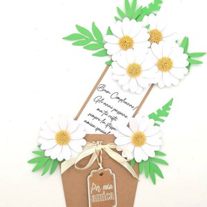 Biglietto auguri compleanno 3D, cartolina personalizzata floreale, buon compleanno con margherite, festa della mamma, happy birthday card