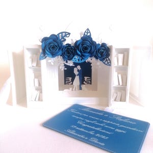 Biglietto nozze fiori 3D personalizzato, tema matrimonio in biblioteca, auguri sposi, regalo matrimonio, wedding in the library gift card