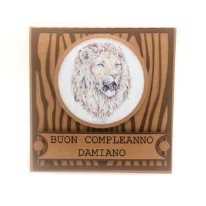Biglietto auguri di buon compleanno leone, biglietto personalizzato, festa di compleanno ragazzo, happy birthday card, birthday gift cards