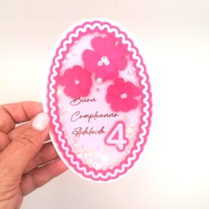 Biglietto auguri di buon compleanno 3D, biglietto personalizzato shaker rosa, festa di compleanno bambina, happy birthday gift card