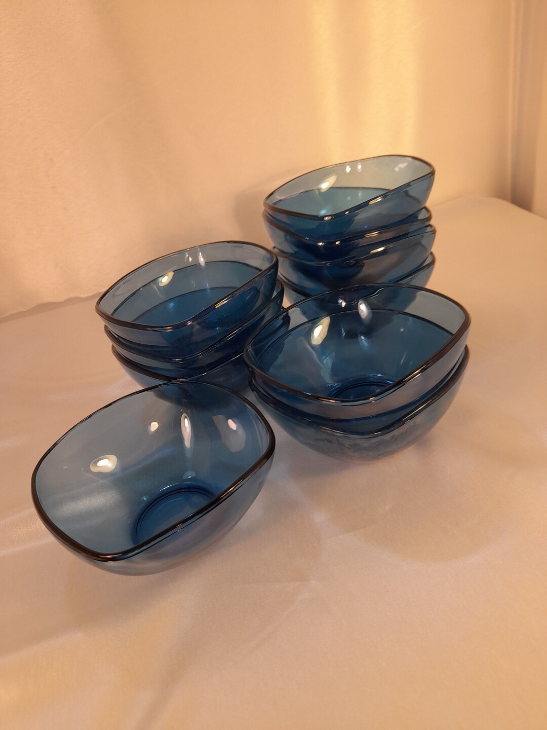 10 VERECO Blue Glass Bowls From the 70s France Etsy