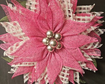 Pink poinsettia Wreath