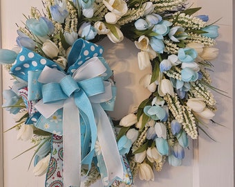 Blue Tulips Wreath