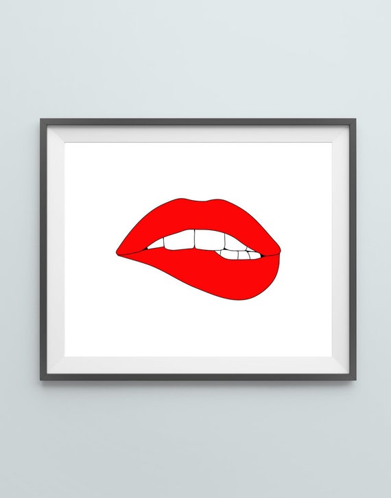 Red Lips Fashion Make Up Illustration Bedroom Poster Print Home Wall Art Decor
