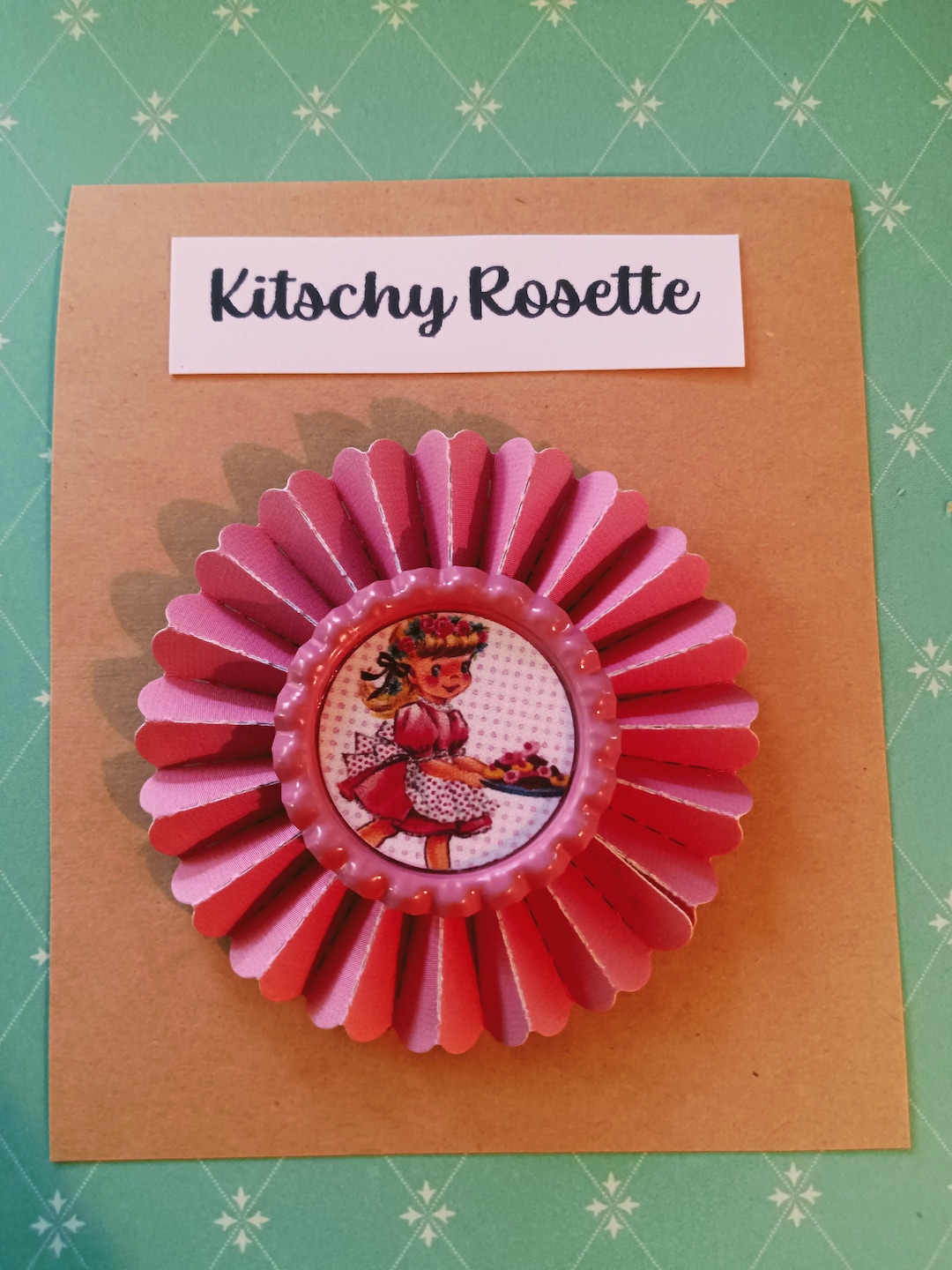 1 Rosette. Large 2 Inch Rosette. Bottle Cap Rosette. Junk Journal Supplies. Embellishments. - Etsy