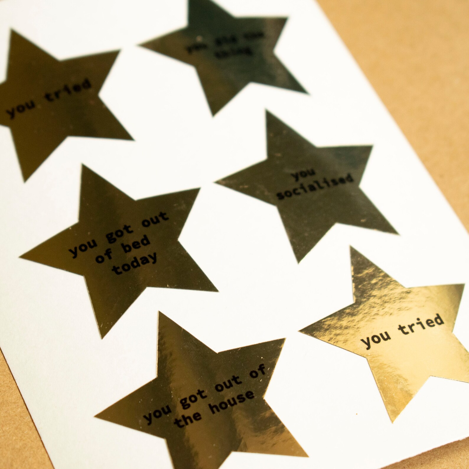 Gold Stars Sticker Set You Tried Gold Foil Etsy