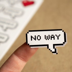 Basic Short Words Sticker Set Pixel Speech Bubbles - Journal Stickers