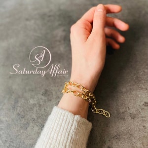 Basic gold chunky chain necklace, trendy chain choker, chain bracelet, bracelet for woman, necklace for woman, gift for her image 4