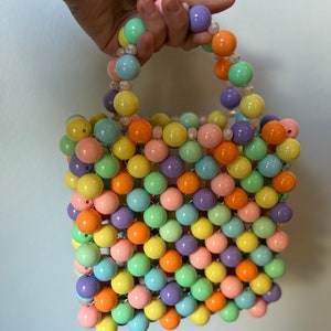 Candy bead bag  Hand women bag bead  Handmade pearl bag  beaded handbag  Women bags Gift for her  Pearl embroidered handbag makeup bag