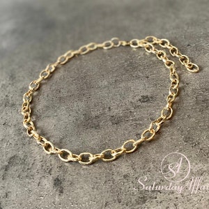 Basic gold chunky chain necklace, trendy chain choker, chain bracelet, bracelet for woman, necklace for woman, gift for her image 3