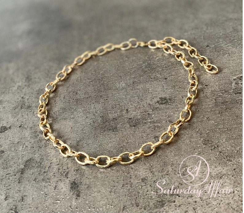 Basic gold chunky chain necklace, trendy chain choker, chain bracelet, bracelet for woman, necklace for woman, gift for her image 3