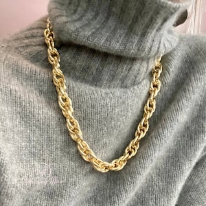 Gold chunky chain  Lightweight big golden chain necklace  Chunky gold choker necklace for men women  Gold link chain necklace Christmas gift