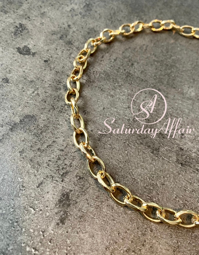 Basic gold chunky chain necklace, trendy chain choker, chain bracelet, bracelet for woman, necklace for woman, gift for her image 5