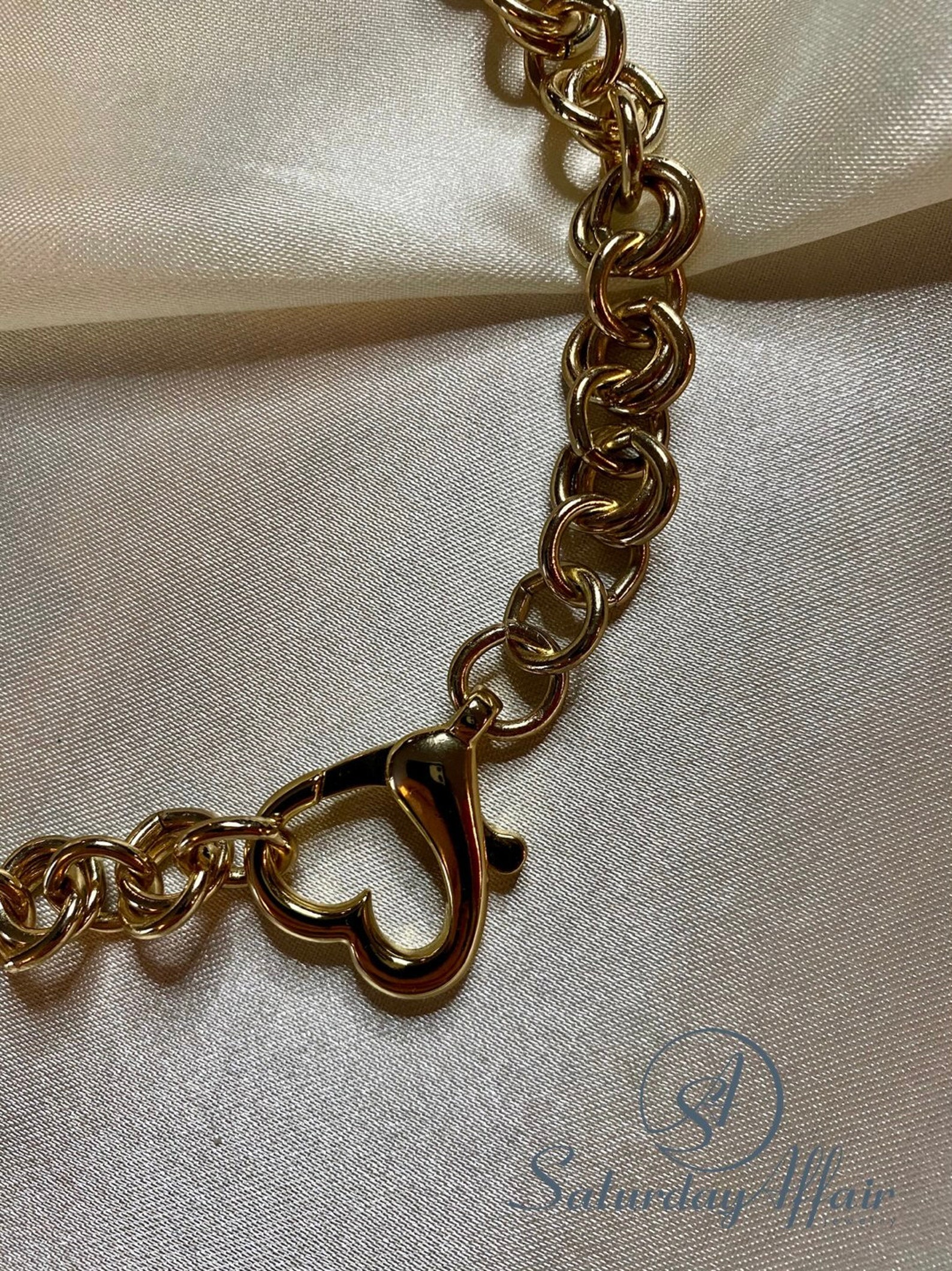 Gold Chain Necklace With Heartshaped Clasp Large Chain Etsy