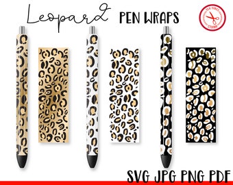 Leopard Pen Wraps PNG Set, Pen Wrap Waterslide