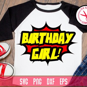 Cumpleaños niño hija superhéroe Superhéroe Super héroe fiesta regalo camisa diseño SVG Digital Cricut Corte Archivo silueta