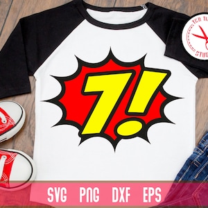 7º aniversário, 7 anos, super-herói, super-herói, meninos, filho, camisa, design, svg, digital, cricut, arquivo, silhueta