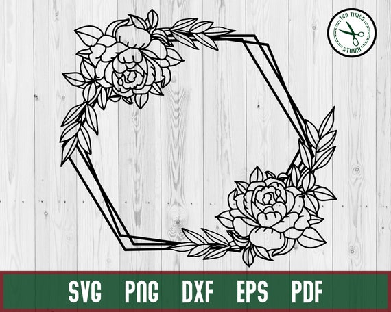 Hexagon Flower Floral Frame Svg Floral Frame Svg Floral Etsy