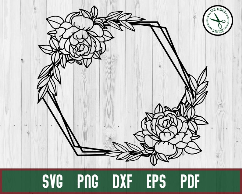 Download Hexagon Flower floral frame svg floral frame svg floral | Etsy