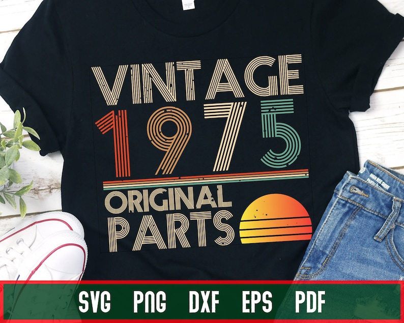 Download Vintage 1975 45th Birthday svg distressed retro grunge cut | Etsy