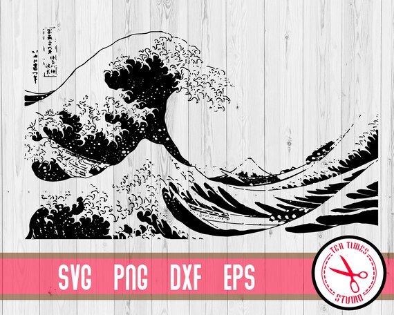 Download Kanagawa Great Wave Japan Vintage Art Poster Silhouette High Etsy