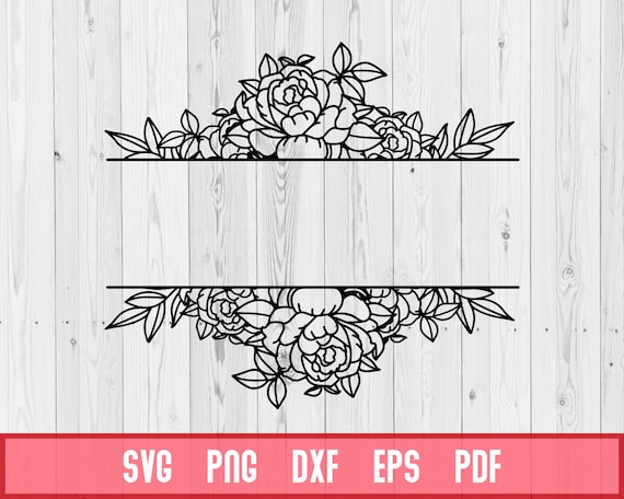 Download Floral Monogram Frame Svg Split Flower Floral Frame Svg Etsy