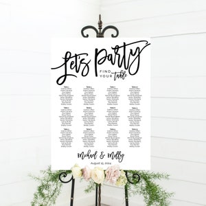 Let's Party Seating Chart, Wedding Seating Chart Template, Seating Plan, Seating Chart Poster, Wedding Seating Sign, Seating Chart Board image 6
