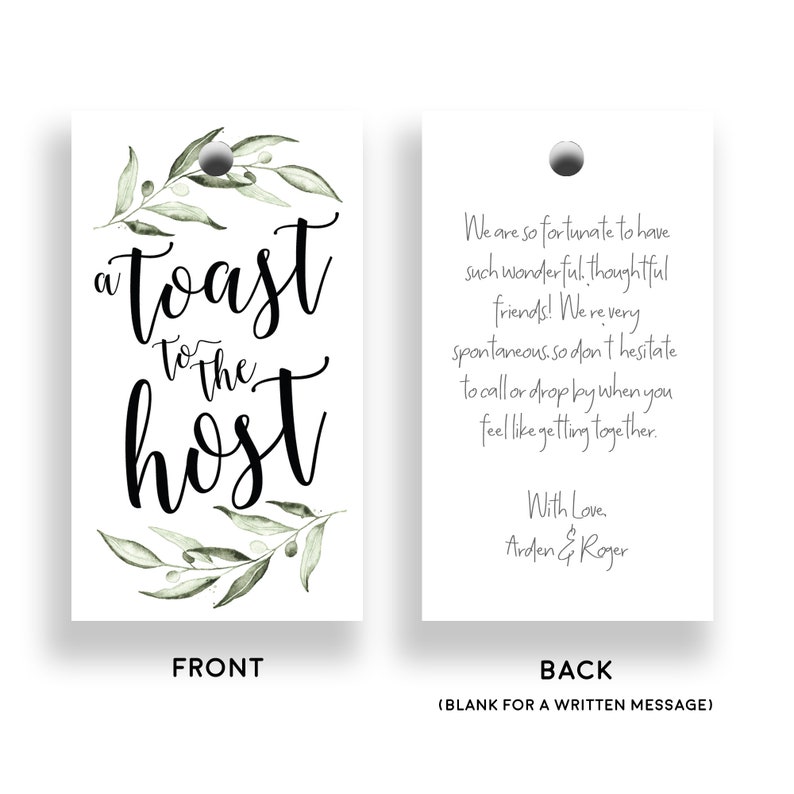 Toast to the Host Gift Tag Bridal Baby Shower Wedding Bachelorette Favor Party Gift Tags Wine Bottle Thank You Tags (10 Pack)