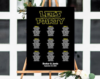 Let’s Party Wedding Seating Chart, Star Wars Wedding, Wedding Seating Plan, Star Wars Theme, Wedding Templates, Wedding Table Plan