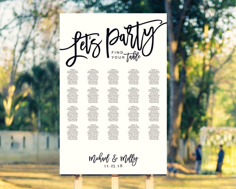 Seating Plan Let S Party Wedding Seating Chart Seating Chart Board Seating Chart Template Seating Chart Poster Wedding Seating Sign Paper Party Supplies Invitations Announcements Sultraline Id