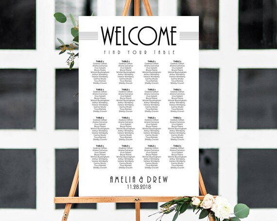 Font Size For Wedding Seating Chart