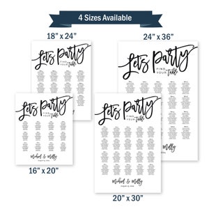 Let's Party Seating Chart, Wedding Seating Chart Template, Seating Plan, Seating Chart Poster, Wedding Seating Sign, Seating Chart Board image 3