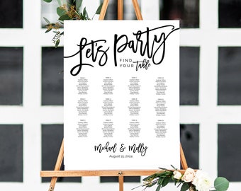 Let's Party Seating Chart, Wedding Seating Chart Template, Seating Plan, Seating Chart Poster, Wedding Seating Sign, Seating Chart Board