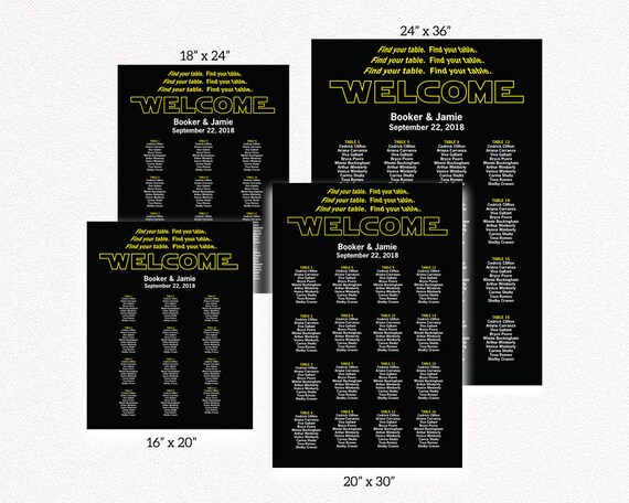 Star Wars Wedding Seating Chart