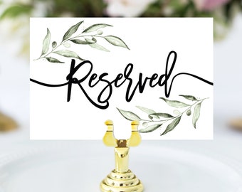 Printable Wedding Reserved Sign, Aisle Sign, Ceremony Decor, Seating Signs, Reserved Table Sign, Reserved Row Sign, Reserved Memory Sign