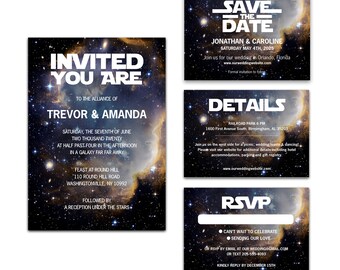 Star Wars Wedding Party Invitation Suite Printable Instant Download, Star Wars Invites, Star Wars Birthday Invitations