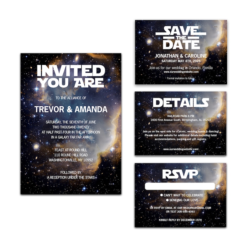 Star Wars Wedding Party Invitation Suite Printable Instant Download, Star Wars Invites, Star Wars Birthday Invitations image 1