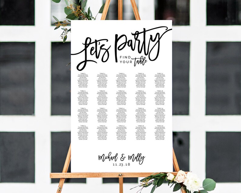 Seating Plan Let S Party Wedding Seating Chart Seating Chart Board Seating Chart Template Seating Chart Poster Wedding Seating Sign Paper Party Supplies Invitations Announcements Sultraline Id