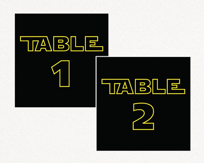Star Wars Table Numbers 140 Star Wars Table Decorations Etsy