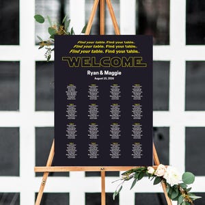 Star Wars Wedding, Seating Chart Template, Wedding Seating Chart, Star Wars Chart, Star Wars Poster, Wedding Sign, CANVA Seating Chart