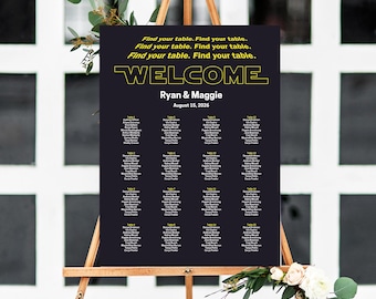Star Wars Wedding Seating Chart Template, CANVA (Digital Download)