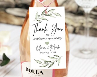 Wedding Favor Tag, Thank You, Editable Printable (CANVA)