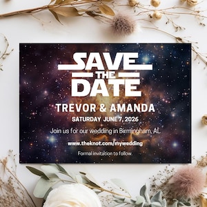 Star Wars Save the Date Card, Star Wars Geburtstagseinladungen, Star Wars Geburtstagseinladungen, Printable Save the Date, CANVA Vorlage
